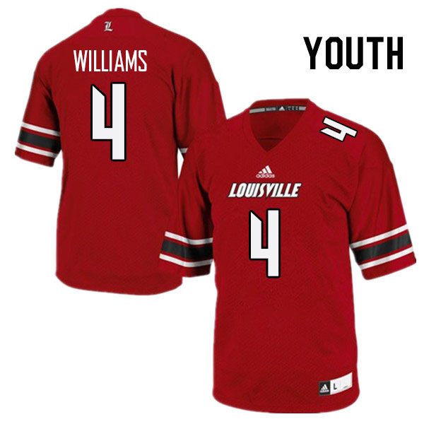 Youth #4 Aaron Williams Louisville Cardinals College Football Jerseys Stitched Sale-Red - Click Image to Close